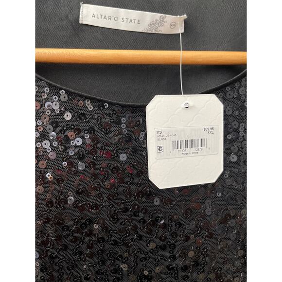 Alter’d State Plus Drama Sleeve Midi Black Full Sequined Party Dress Size XXL - Picture 5 of 10